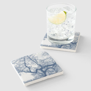 Cherry Blossom Tree, Delfts Blue Stone Coaster