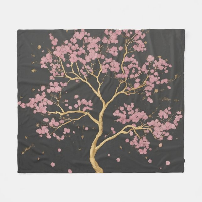 Cherry Blossom Tree Fleece Blanket (Front (Horizontal))