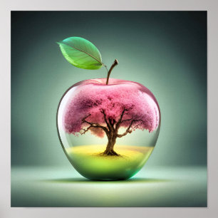 Cherry Blossom Tree Glass Apple Lisa-Dawn Designs Poster