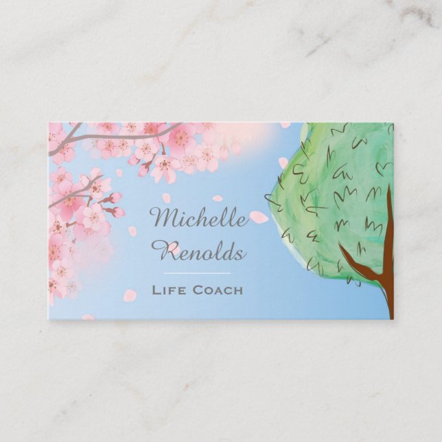 Cherry Blossom Tree Nature Garden Custom Business Card (Front)