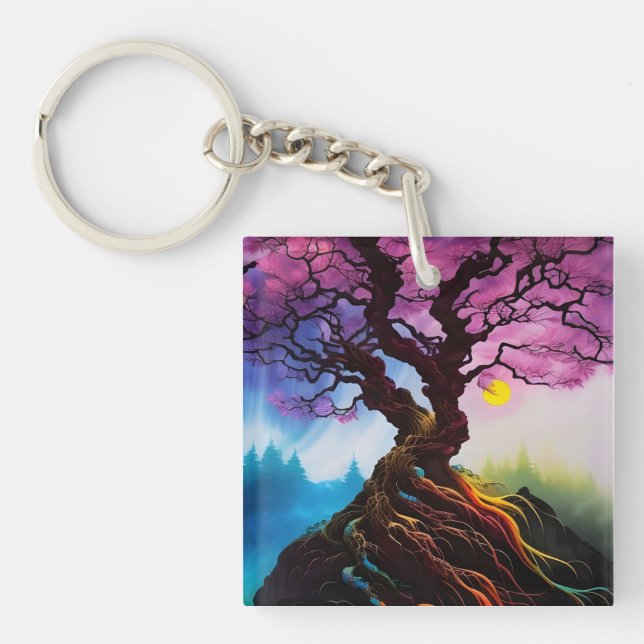 Cherry blossom Tree of life Key Ring (Front)
