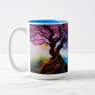 Cherry blossom Tree of life Two-Tone Coffee Mug