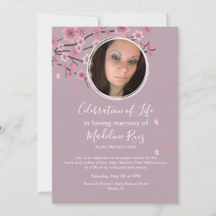 Cherry Blossom Tree Petals Celebration of Life  Invitation