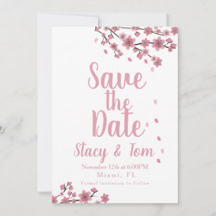 Cherry Blossom Tree Petals Save the Date Invitation
