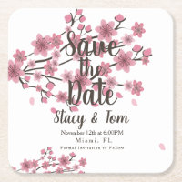 Cherry Blossom Tree Petals Save the Date