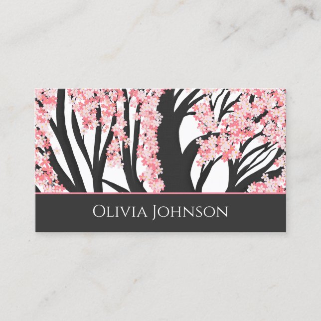 Cherry Blossom Tree Pink Flowers Business Card (Front)