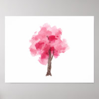 Cherry Blossom Tree Pink Watercolor 