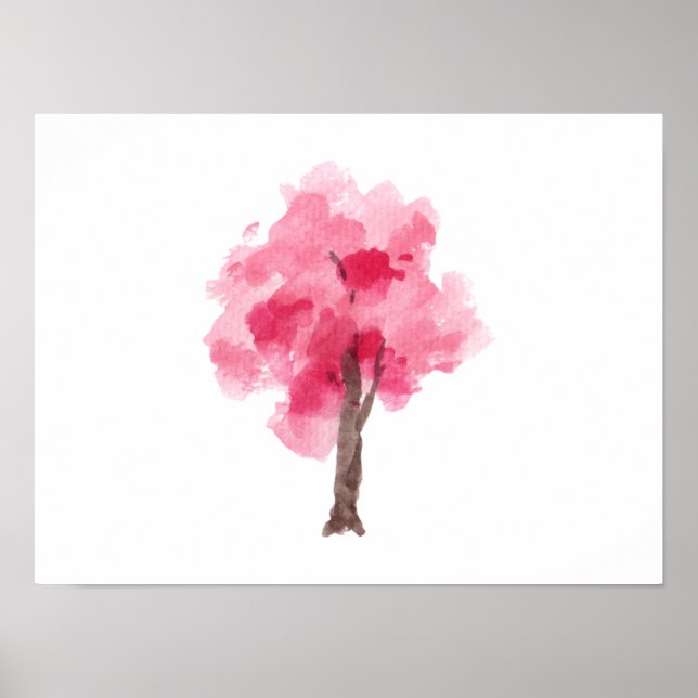 Cherry Blossom Tree Pink Watercolor  Poster (Front)