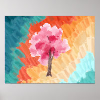 Cherry Blossom Tree Pink Watercolor
