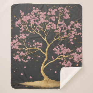 Cherry Blossom Tree Sherpa Blanket