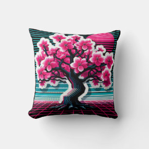 Cherry Blossom Tree Synthwave 803 Cushion