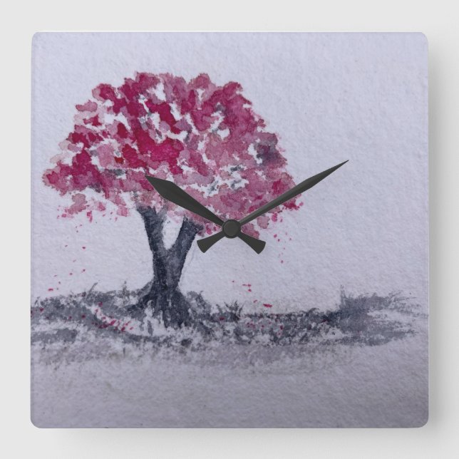 Cherry Blossom Tree Watercolour original artwork  Square Wall Clock (Front)