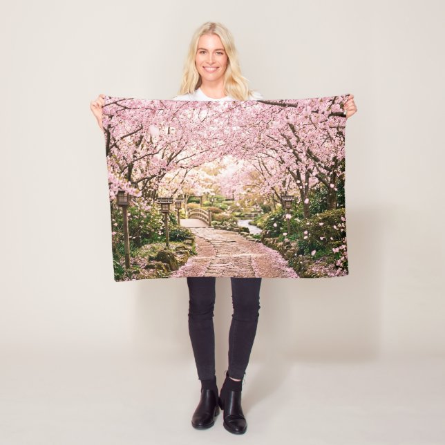 Cherry Blossom Trees Fleece Blanket (In Situ)