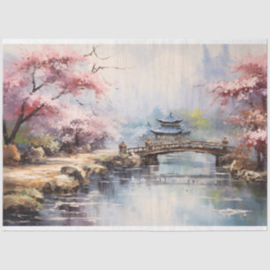 Cherry Blossom Trees Japanese Garden Decoupage Tissue Paper