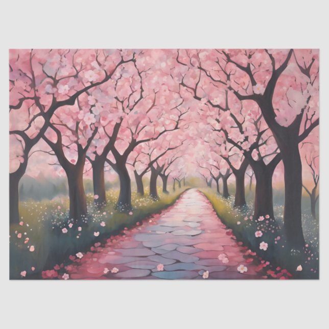 Cherry Blossom Tunnel Tissue Paper (Front)