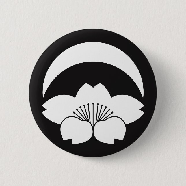 Cherry blossom under crescent moon 6 cm round badge (Front)