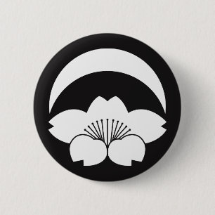 Cherry blossom under crescent moon 6 cm round badge