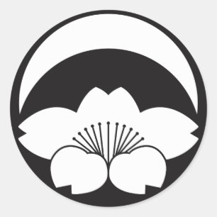 Cherry blossom under crescent moon classic round sticker