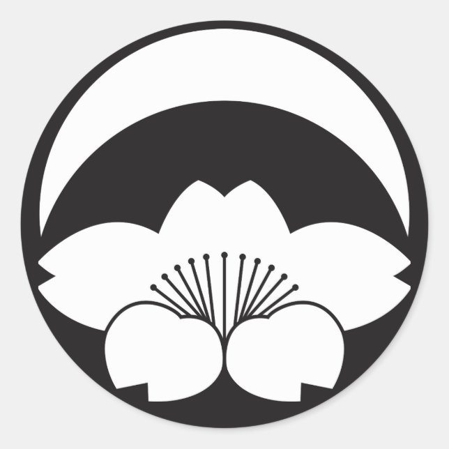 Cherry blossom under crescent moon classic round sticker (Front)