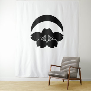 Cherry blossom under crescent moon tapestry