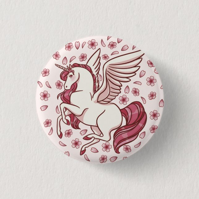 Cherry Blossom Unicorn 3 Cm Round Badge (Front)