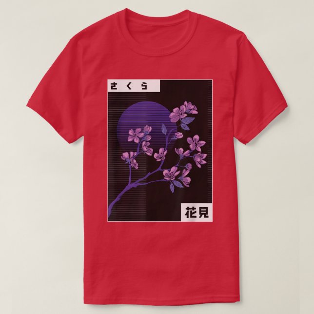 Cherry Blossom Vaporwave Cool Fun Retro Cartoon 80 T-Shirt (Design Front)