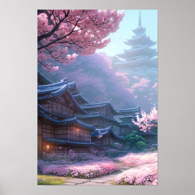 Cherry Blossom Village Poster (Front)