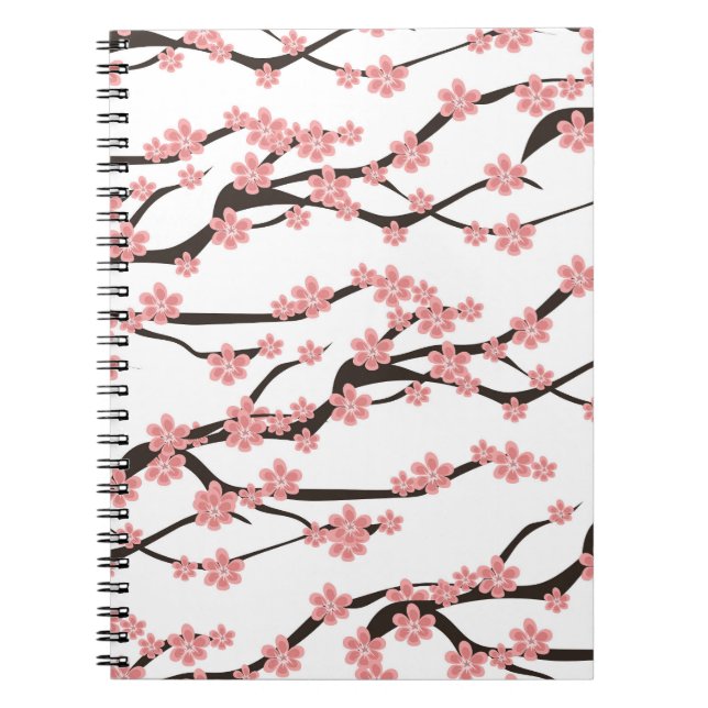Cherry Blossom: Vintage White Seamless. Notebook (Front)