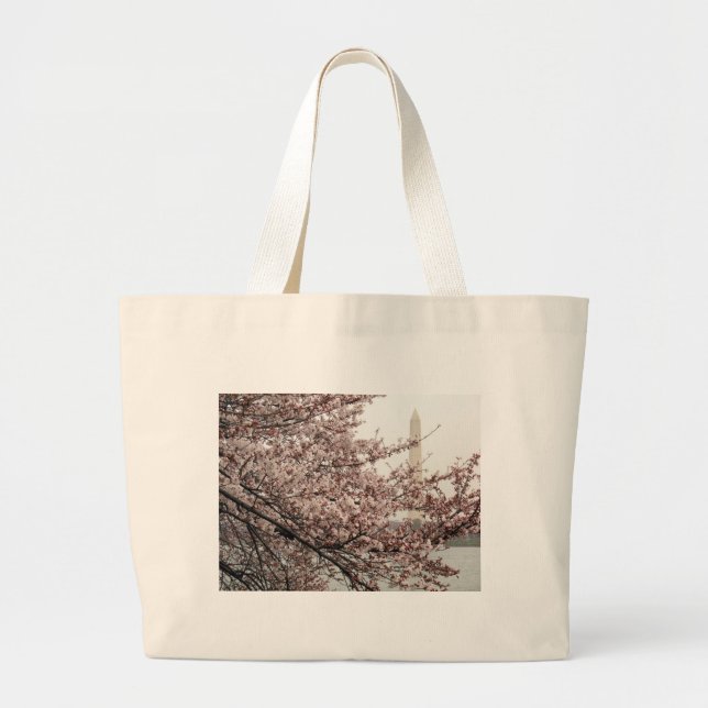 Cherry Blossom Washington DC Large Tote Bag (Front)
