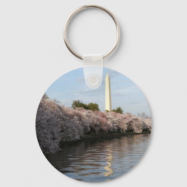 Cherry Blossom Washington monument Key Ring (Front)