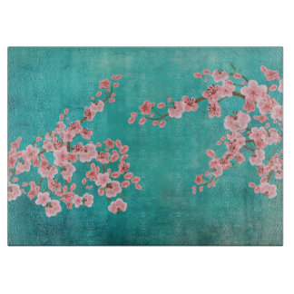 Cherry Blossom Watercolor Cutting Board