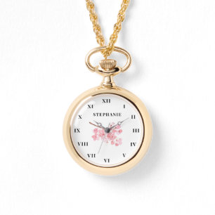 Cherry Blossom Watercolor Floral Sakura Modern Watch