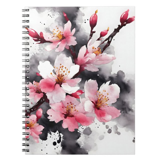 Cherry Blossom - Watercolor flowers Notebook (Front)