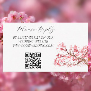 Cherry Blossom Watercolor Pink Floral Wedding  Enclosure Card