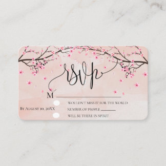 Cherry Blossom Watercolor Pink Floral Wedding RSVP Enclosure Card