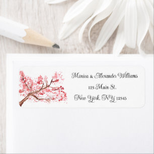 Cherry blossom Watercolor Pink Return Address Labe