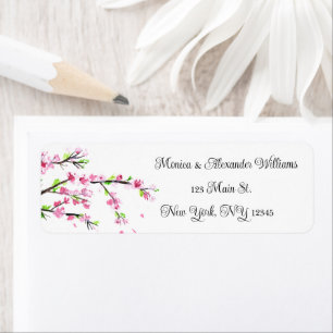 Cherry blossom Watercolor Pink Return Address Labe