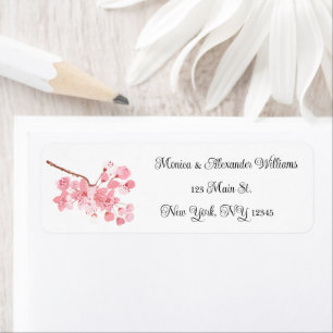 Cherry blossom Watercolor Pink Return Address Labe