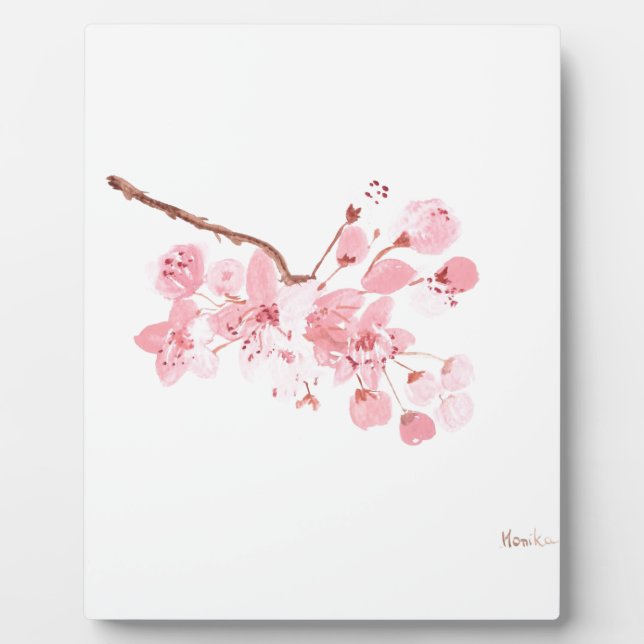 cherry blossom watercolor pink sakura pretty plaque (Front)