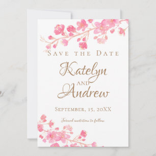 Cherry Blossom Watercolor Save The Date