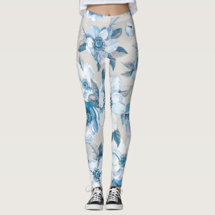 Cherry Blossom Watercolor: Seamless Apple Tree Pat Leggings