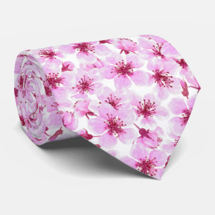 Cherry blossom watercolor tie