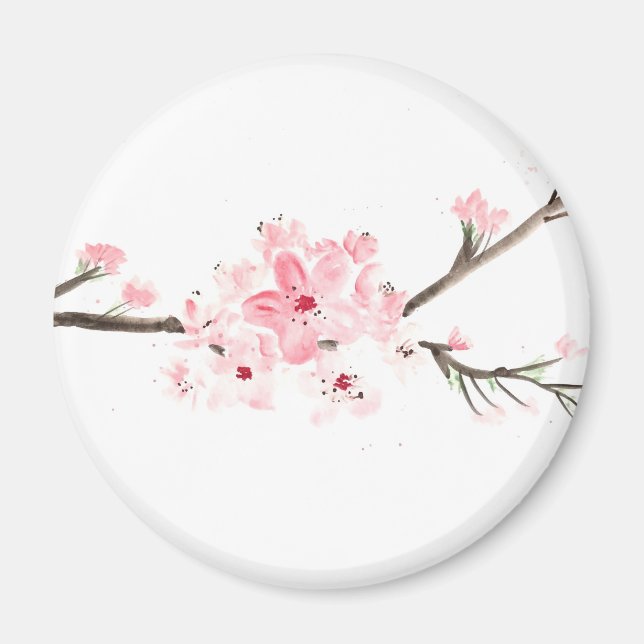 Cherry blossom watercolour magnet (Front)