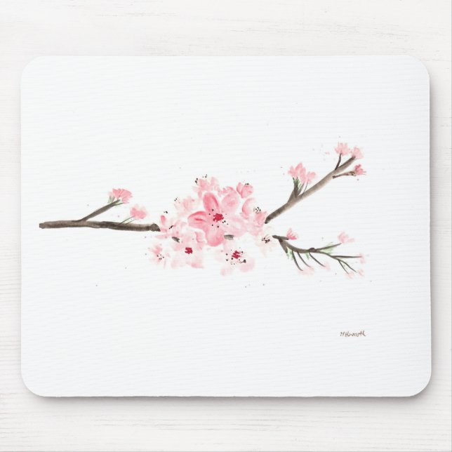Cherry blossom watercolour mouse mat (Front)