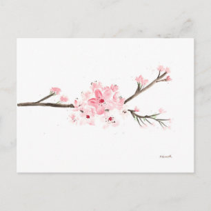 Cherry blossom watercolour postcard