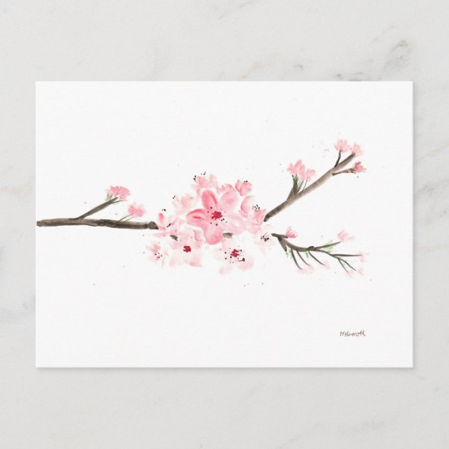 Cherry blossom watercolour postcard (Front)