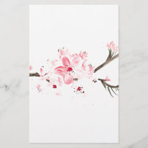 Cherry blossom watercolour stationery