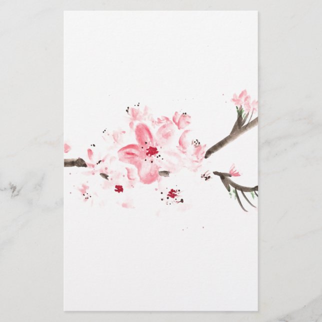 Cherry blossom watercolour stationery (Front)