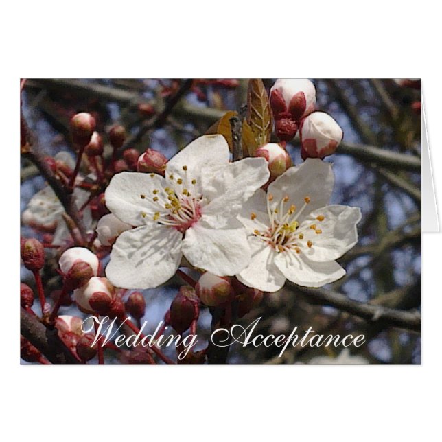 Cherry Blossom Wedding Acceptance Card (Front Horizontal)