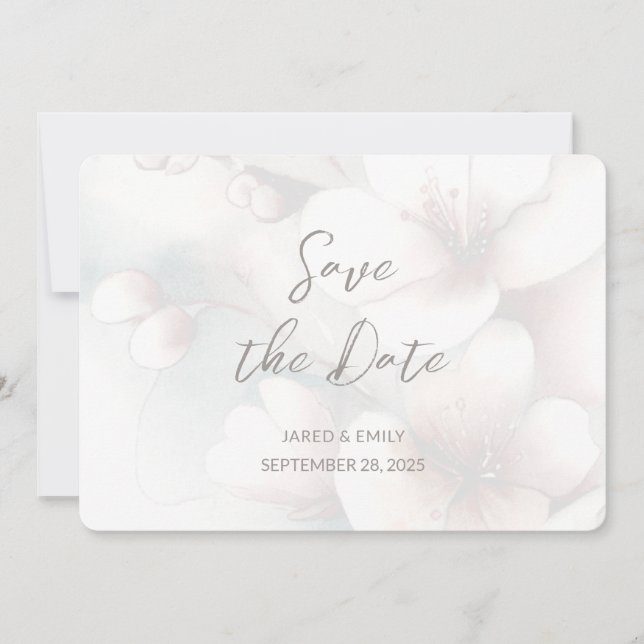 Cherry Blossom Wedding Add Photo Save the Date (Front)
